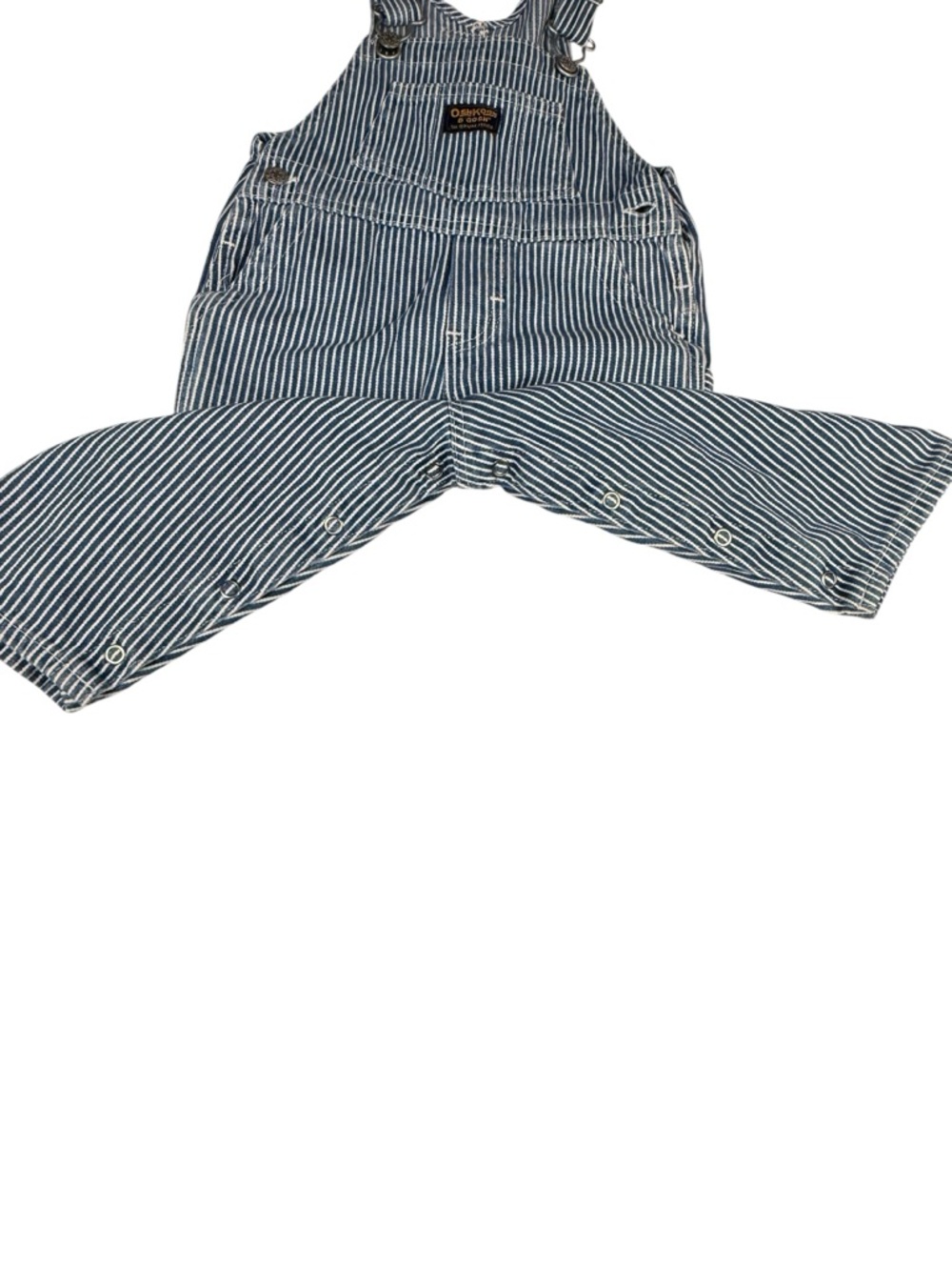 OshKosh B'Gosh Train Conductor Blue White Hickory Stripe Overalls 18M Hat 2T-4T - Picture 4 of 11